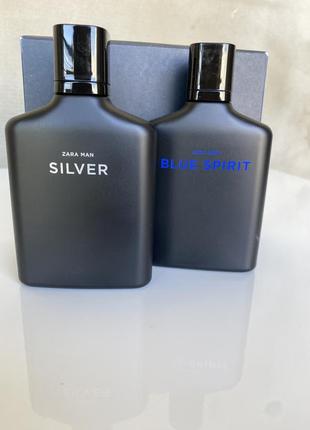 Набір чоловічих парфумів zara silver +blue spirit 2x100ml