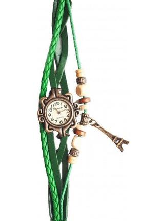 Часы женские кварцевые Viser Vintage Париж зеленые (0032G)