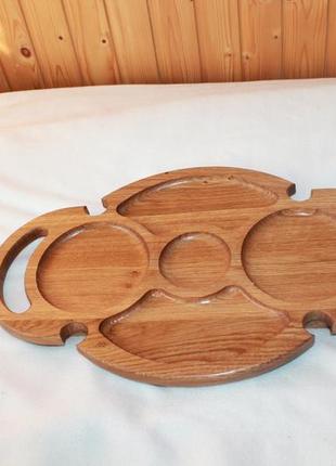 Винный столик деревянный дубовый овальный на ножках