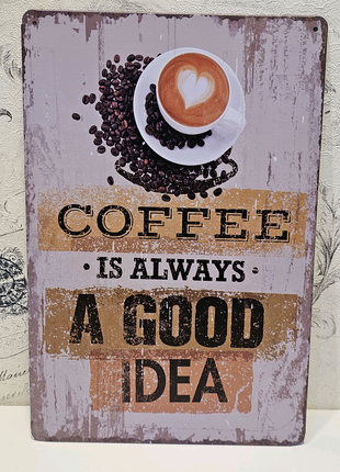 Постер, металева табличка, кофе, кофейня, металлический постер