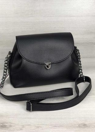 Женская сумка черная сумка черный клатч на цепочке через плечо
