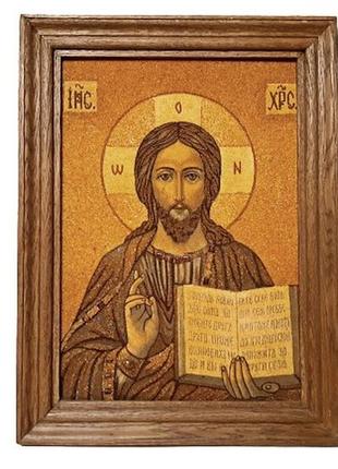 Икона из янтаря иисус христос 36*48 см