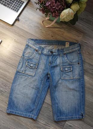 Стильные джинсовые шорты cropp с накладными карманами р.40/42