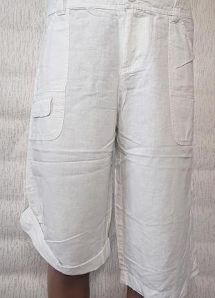 Белые натуральные шорты#бермуды. esprit. лен+хлопок