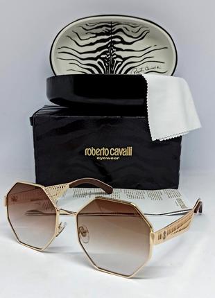 Очки в стиле roberto cavalli женские солнцезащитные коричневый...
