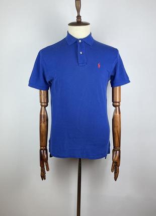 Мужское синее хлопковое поло футболка polo ralph lauren blue r...