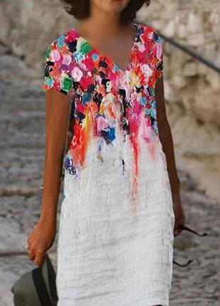 Вишукана акварельна міді сукня/легке літнє плаття/абстрактний ...