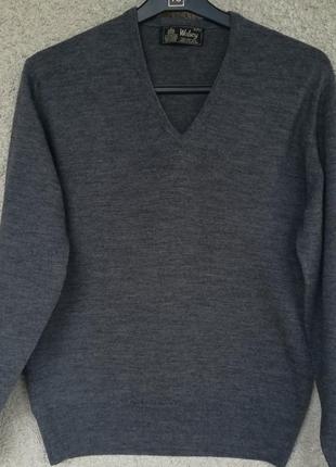 Мужской свитер пуловер с содержанием 100% шерсти