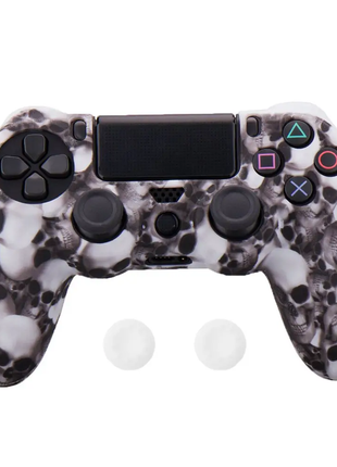Чехол накладка силиконовый для геймпада PS4 Dualshock 4 белый чер