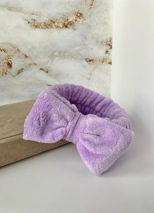 Фиолетовая повязка на голову для умывания/ повязка для волос б...