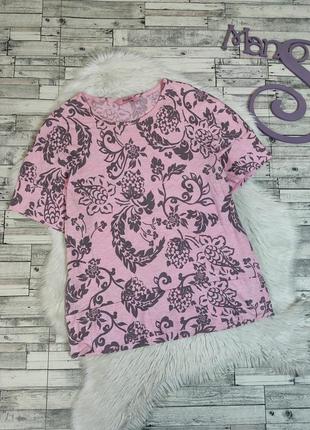 Женская футболка ellen розовая с цветочным принтом размер 48 l