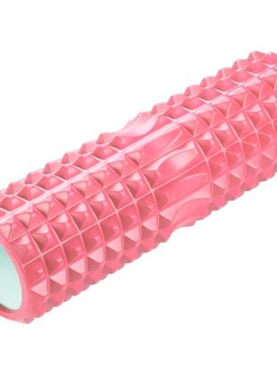Массажный валик (ролл) для йоги фитнеса SNS 45х12см розовый EV...