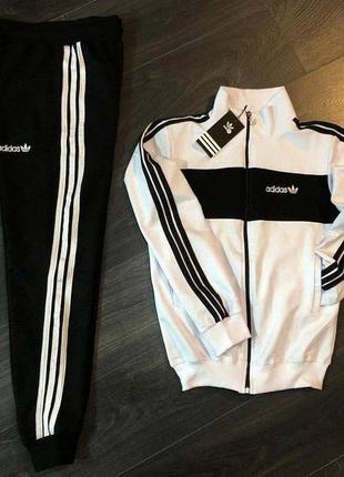 Спортивний чоловічий костюм білий адідас adidas: кофта біла ad...