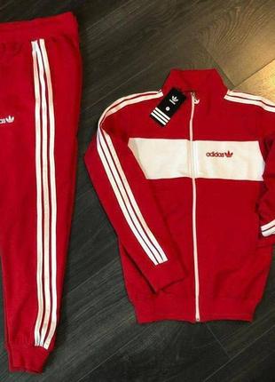 Спортивний чоловічий костюм червоний адідас adidas: кофта черв...