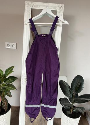Полукомбинезон для девочки 128 фиолетовый дождевые брюки из пл...