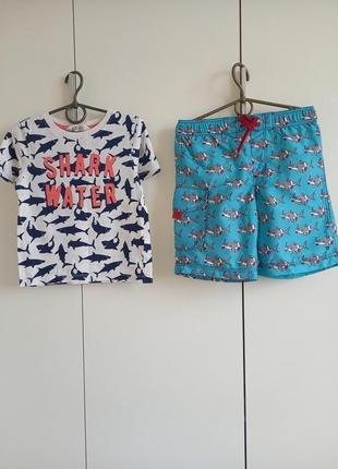Набір для хлопчика з акулами 4-6 років : пляжні для пляжу шорт...