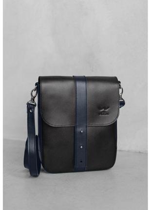 Мужская кожаная сумка Mini Bag черно-синий