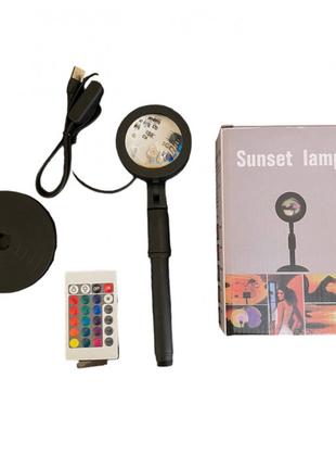 Проекционная LED лампа Sunset Lamp с эффектом заката c пультом...