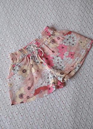 Короткие шортики zara для девочки на лето с цветами шорты легк...