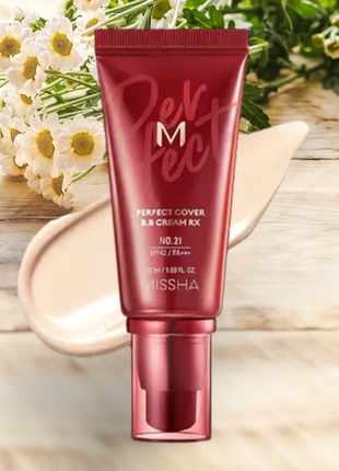 Missha perfect cover bb cream spf42/pa++ тон 21 light beige, 5...