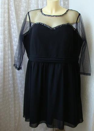 Платье вечернее черное батал little mistress р.60 7731