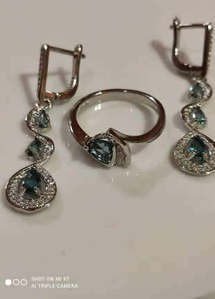 Сережки з лондон топазом 925