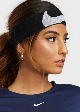 Nike logo knit elastic headband da7022 010 повязка на голову ч...