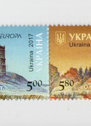 2017 Україна зчіпка марки Замки Меджибізький Олеський замок