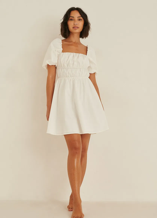 Белая мини-платье na-kd с квадратным вырезом, размер: 40 l