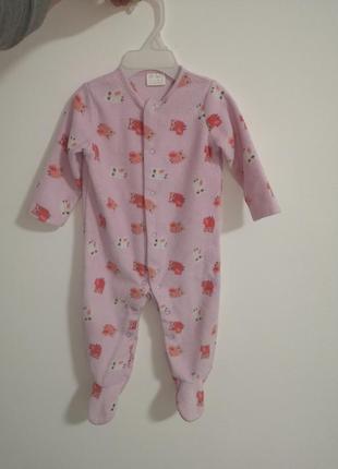 Человечек слип пижама комбинезон флисовый на 3-6 месяцев