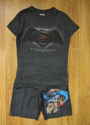 Набор batman бэтмен бетмен 6-7 лет 116-122 : футболка и пляжны...