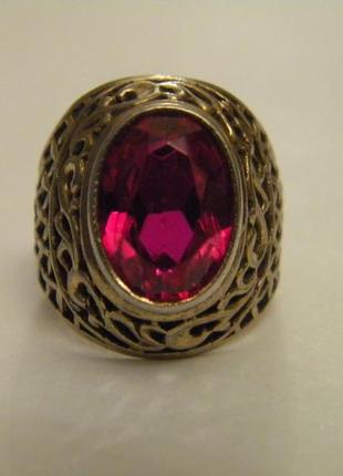 Крупное кольцо перстень ссср камень позолота серебро 875 * про...