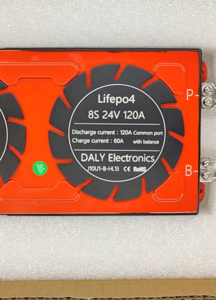 BMS контроллер Daly LiFePO4 8S 24 вольта 120A