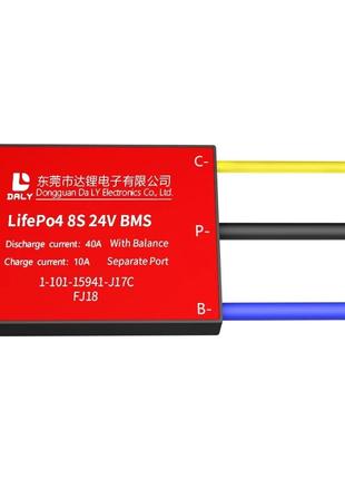 Плата BMS 8S 24В 40А для LiFePO4 аккумуляторов