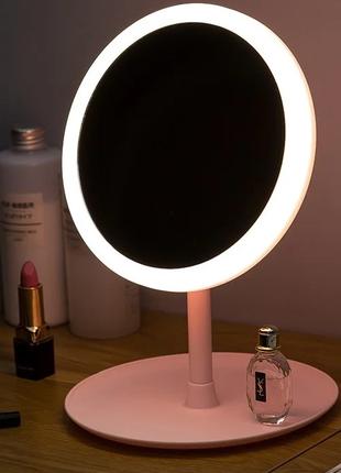 Настольное зеркало c LED подсветкой для макияжа круглое (W8), ...