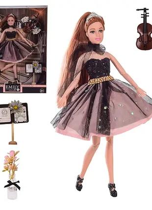 Кукла шарнирная в платье со скрипкой аксессуары для куклы