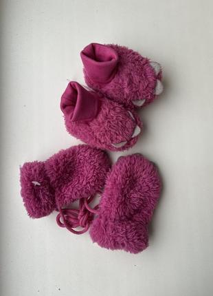 Теплі рукавички пінетки чобітки для дівчинки
