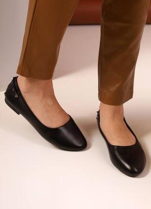 Черные базовые туфли балетки с эко кожи