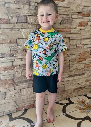 Костюм, комплект, шорты футболка для мальчика с динозаврами