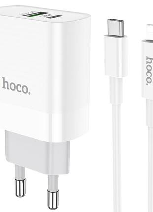 Сетевое зарядное устройство Hoco C80A PD20W + QC3.0 и кабель T...