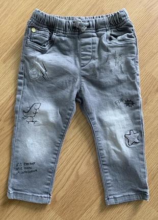 Серые стрейчевые джинсы на модника 1,5-2 года. (86-92)