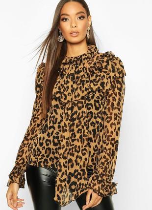 Блузка кофточка леопардовый принт boohoo