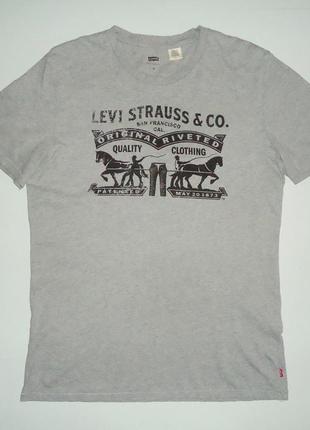 Футболка levis levi strauss з великим лого сіра оригінал (m)