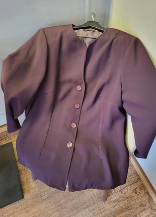 Пиджак удлиненный жакет баклажан фиолетовый