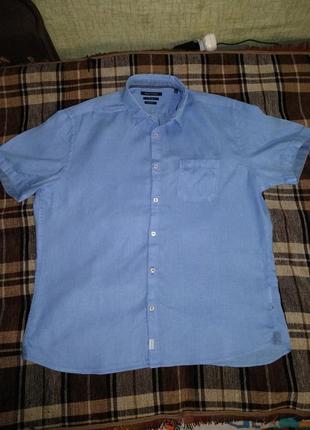 Крутая мужская льняная рубашка лён пог-62 см