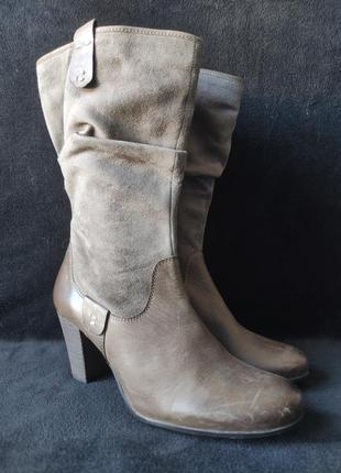 Жіночі демісезонні чоботи, шкіра і замш, німеччина, 24 см