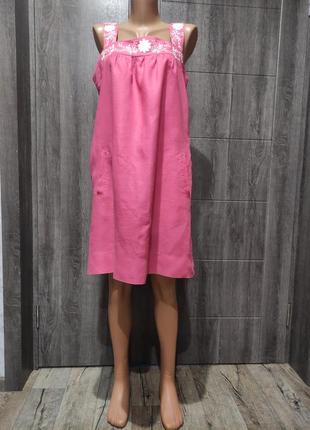 Красивенное льняное платье, льняной сарафан, лен пог-54 см