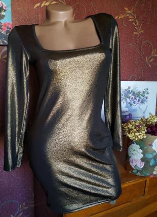 Золотое платье мини с квадратным вырезом от boohoo
