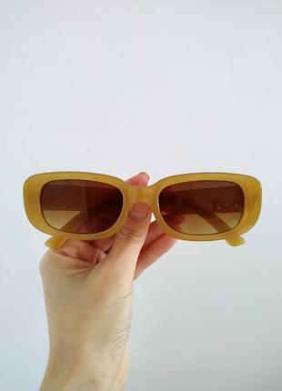 Тренд очки солнцезащитные узкие оранжевые карамель очки прямоу...