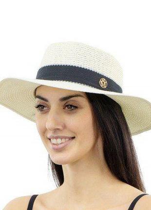 Женская солнцезащитная соломенная шляпа молочного цвета с широ...